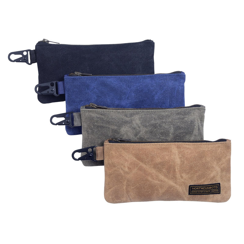 Small Tool Bag, Waxed Canvas Zippered Pouch, Tool Pouches with Zipper, Utility Small Tool Pouch for Tool Organizers and Storage, 8.5" x 4" - 4-Pack 4 Pack Small