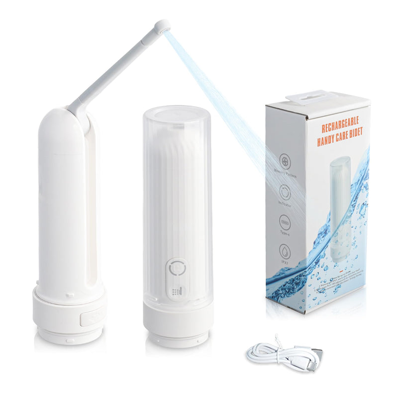 High Pressure Electric Bidet with USB-C Rechargeable Handheld Water Sprayer, Portable Travel Bidet for Men and Women, Personal Hygiene and Postpartum Care (White, 180ML) White