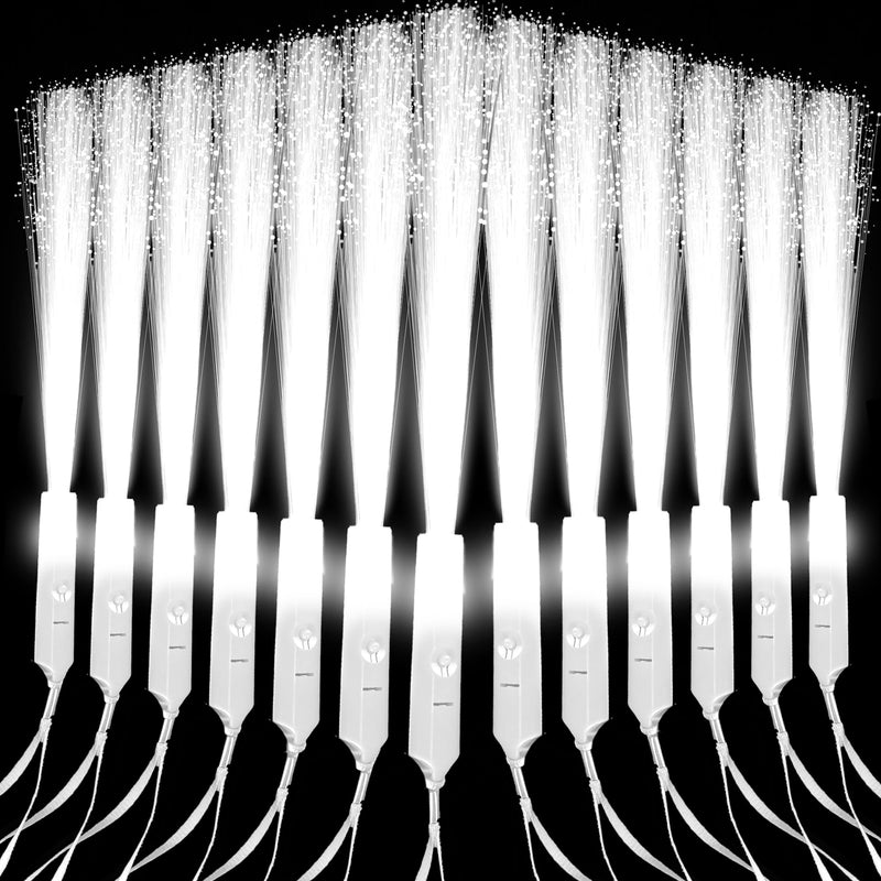 80 Pcs White Fiber Optic Wands LED Light Up StickS Glow in The Dark Wand White Flashing Sparklers with 3 Light Modes for Glow Birthday Wedding Entertainment Props Party Supplies 80