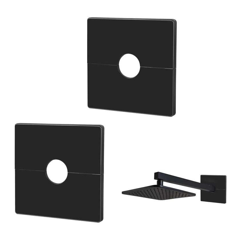 2 Pcs Plumbing Cover Plates, Square Shower Arm Flange Escutcheon Plate Wall Split Pipe Flange Cover Plate for Fixed Shower Head Faucet Standard 1/2 Inch Pipes (Black) Black