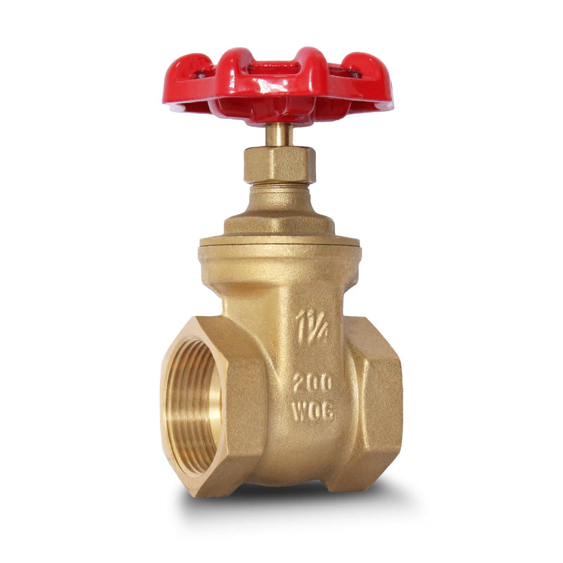 1-1/4" NPT Brass Gate Valve, Heavy Duty Female x Female Thread Manual Rotary Sluice Valve with Wheel Handle for Water, Oil, Gas, Industrial Plumbing, and HVAC Systems (1-1/4", DN32) 1-1/4"-NPT