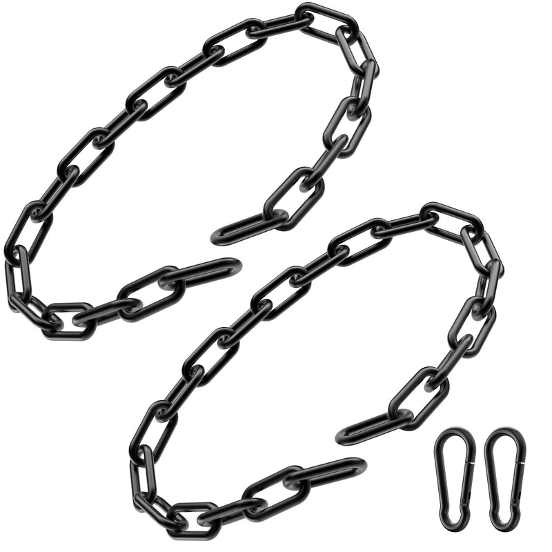 Gate Chain Lock, 23.6 Inch 304 Stainless Steel Chain Fence Gate Latch with Carabiner, Outdoor Hardware Lock Chain for Yards, Pet Cages, Horse Goat Dog Stall Barn and Fence Gates (Black Dia 4mm-2Pcs) Black Dia 4mm-2Pcs