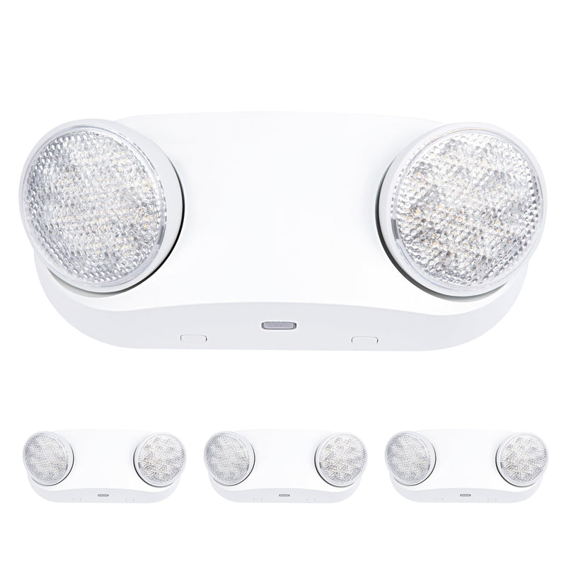 GRUENLICH LED Emergency Light with Battery Backup, Two Bug Eye Heads Adjustable Emergency Lighting, US Standard, AC 120-277V, Hardwired Commercial Emergency Light Fixtures for Business, 4-Pack