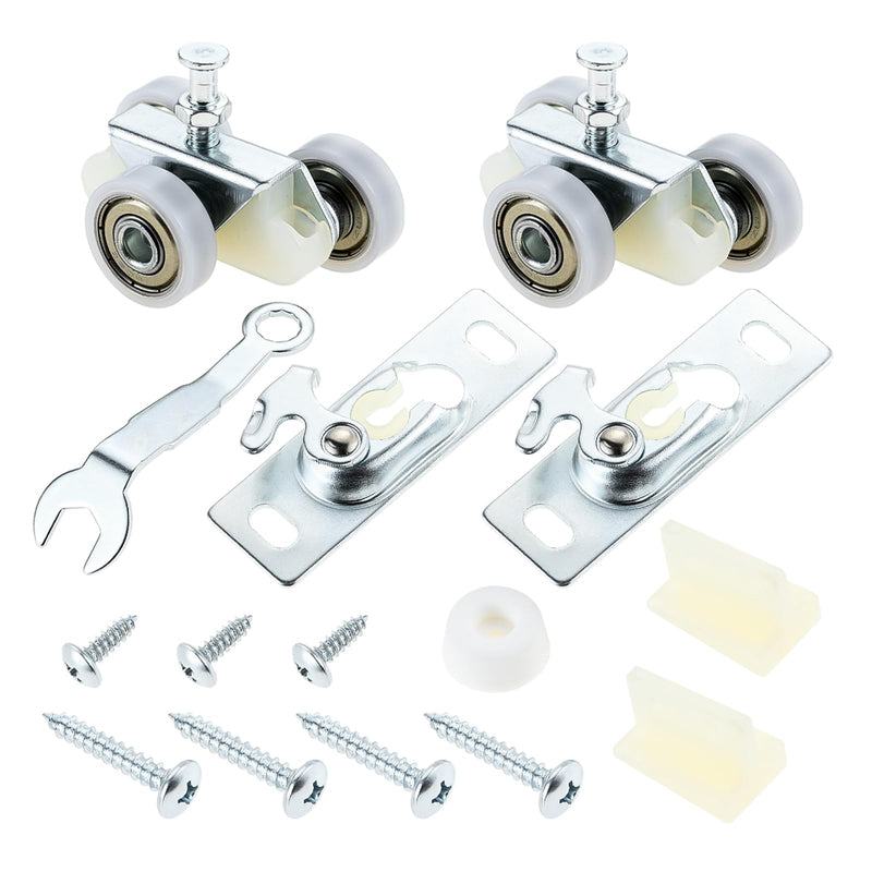 Mtsooning Pocket Door Top Hanger Rollers, 2 Pack Sliding Door Wheels Replacement for Johnson Part 1125 & 1500 Hardware Kit with Pocket Door Wrench and Screws, 200lbs Capacity