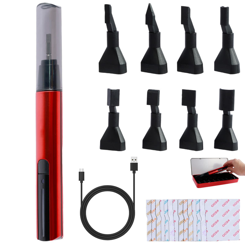 Mini Reciprocating Sander Set Portable Electric Sanding Pen USB Rechargeable Mini Sander with Overload Protection 3 Gears Adjustable Sanding Pen Polishing Machine for Grinding Polishing Surfa Gules