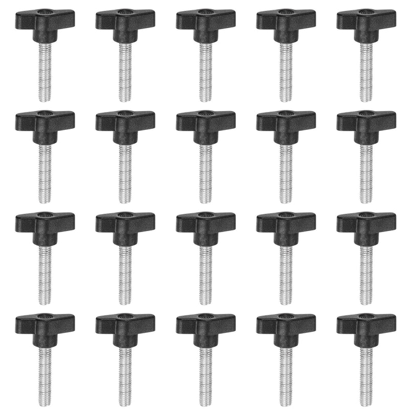 HARFINGTON 20pcs Wing Knobs M8 x 35mm Male Thread Plastic Tee Stud Knobs T Threaded Handles Hand Clamping Tightening Thumb Screws Thumbscrew, Black