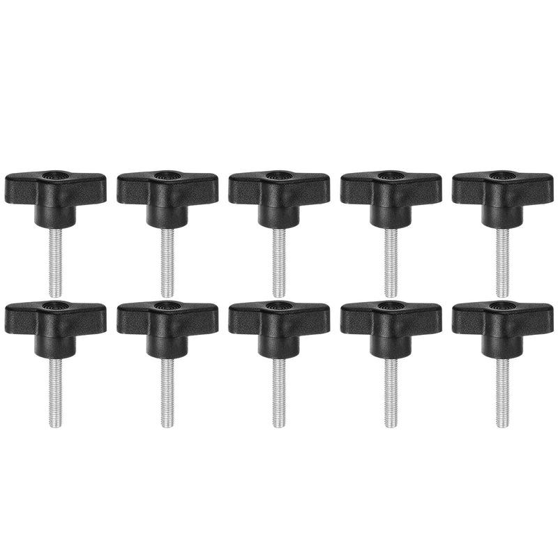 HARFINGTON 10pcs Wing Knobs M5 x 30mm Male Thread Plastic Tee Stud Knobs T Threaded Handles Hand Clamping Tightening Thumb Screws Thumbscrew, Black