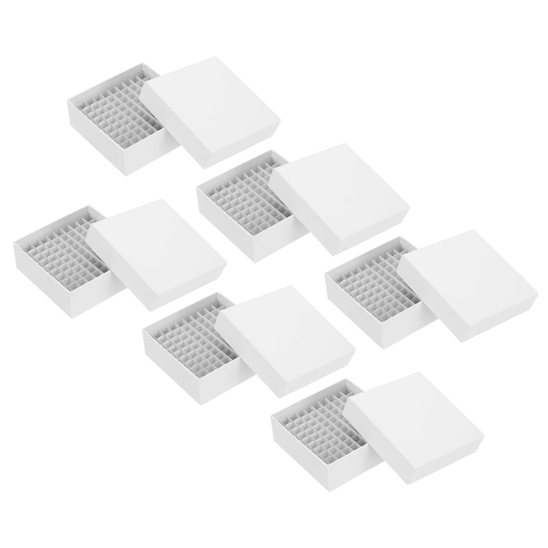 PATIKIL 100 Well Centrifuge Tube Freezer Storage Box, 6 Pcs Waterproof Cardboard Tube Rack for 0.5ml, 1.5ml, 1.8ml, 2ml Tubes Vials Samples, White