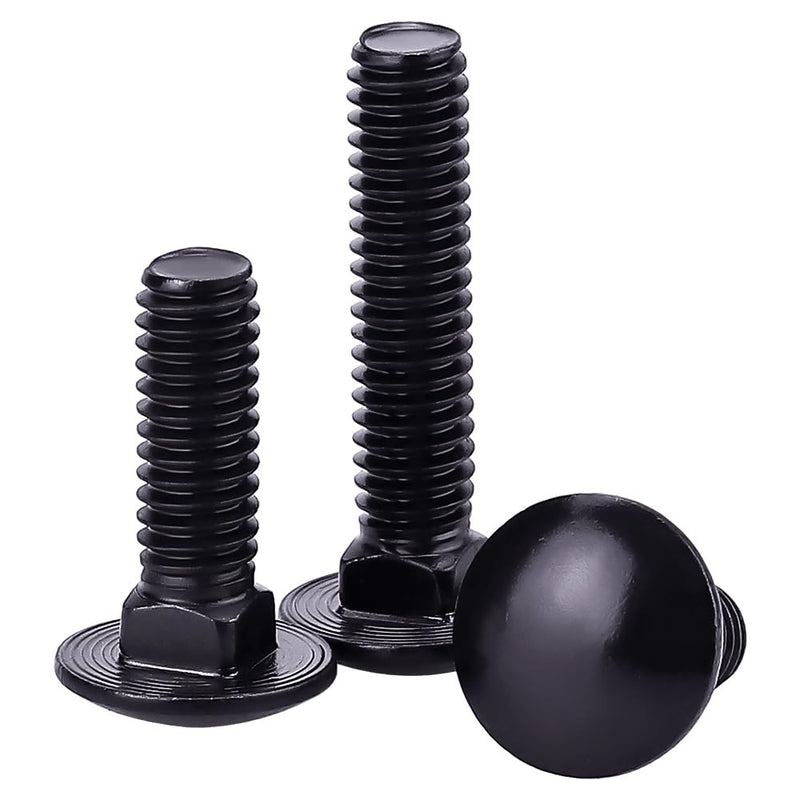 1/4-20 x 3/4" Black Steel Carriage Bolts, 304 Stainless Steel 18-8, Round Domed Head Square Neck Carriage Bolts Screws, Coarse Thread UNC, 25 PCS 1/4-20 x 3/4"