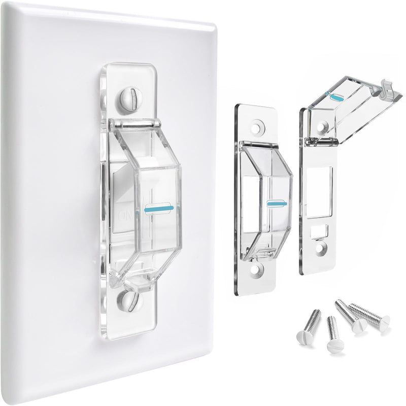 2 Pack Light Switch Cover Guard,Wall Light Switch Lock With Glow In The Dark Effect, Child Proof Wall Switch Cover Keeps Lights or Switches from Being Accidentally Turned ON or OFF （Clear) tansparent-2PC
