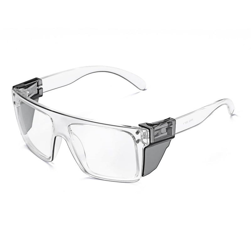UV400 Transition Photochromic Safety Glases Light to Dark Grey Lens ANSI Z87 Impact Approved Clear