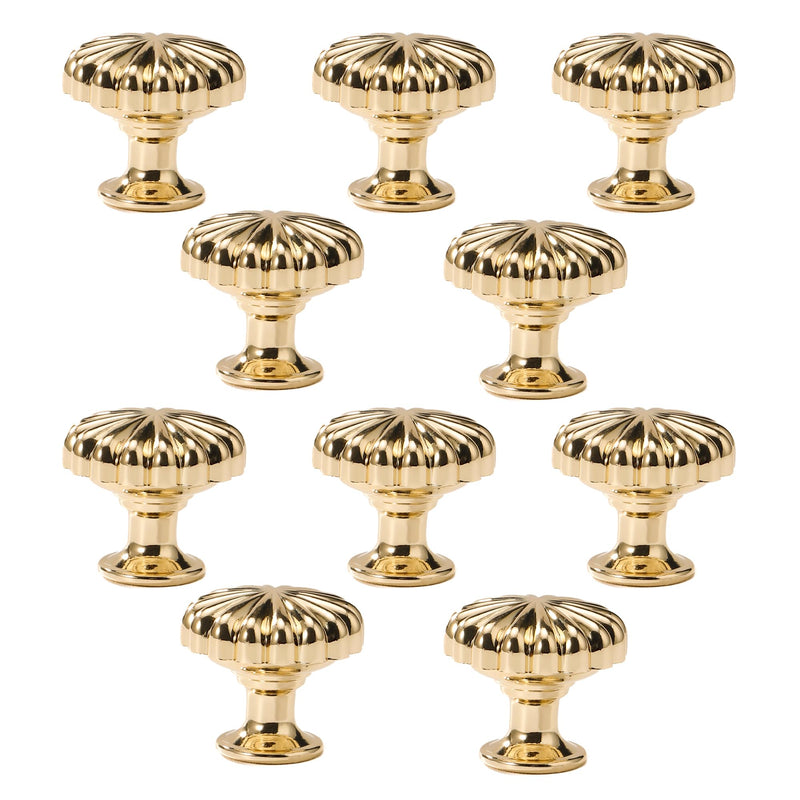 10 Pack Shiny Gold Diameter Zinc Alloy Drawer Kitchen Pulls Cabinets Furniture Pull for Dresser Wardrobe Cupboard Drawer Knobs Pulls Handles 1.14 Inch (29mm) 10