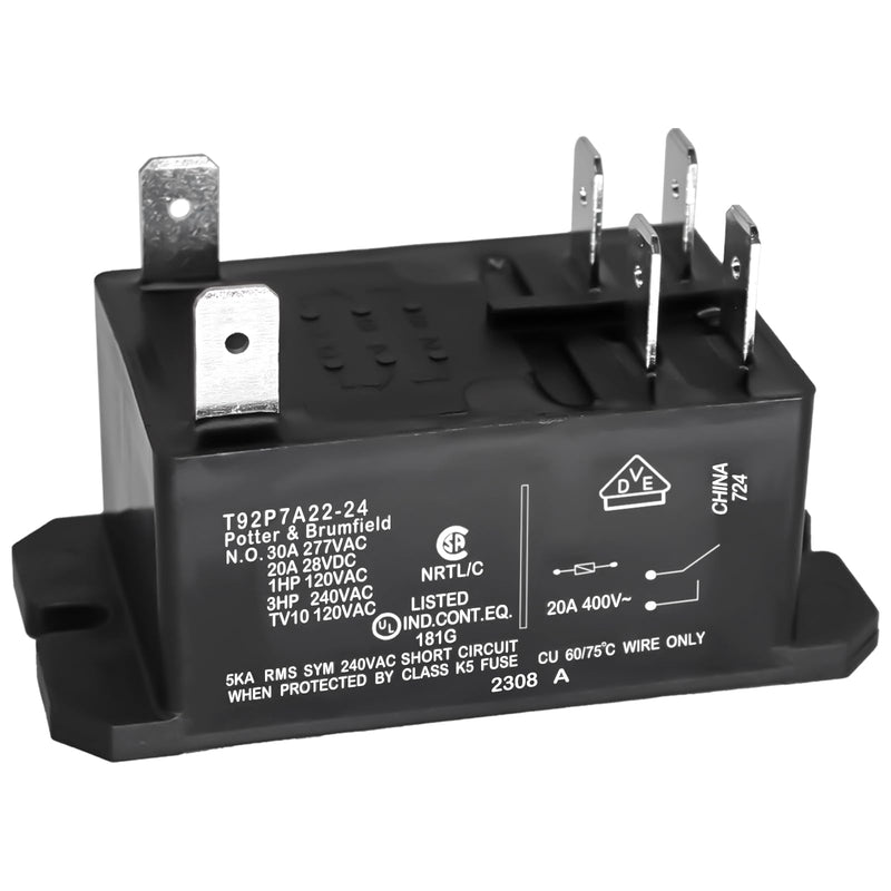 T92P7A22-24 Power Relay, DPST-NO (2 Form A) - 24VAC, 30A General Purpose Relay 1