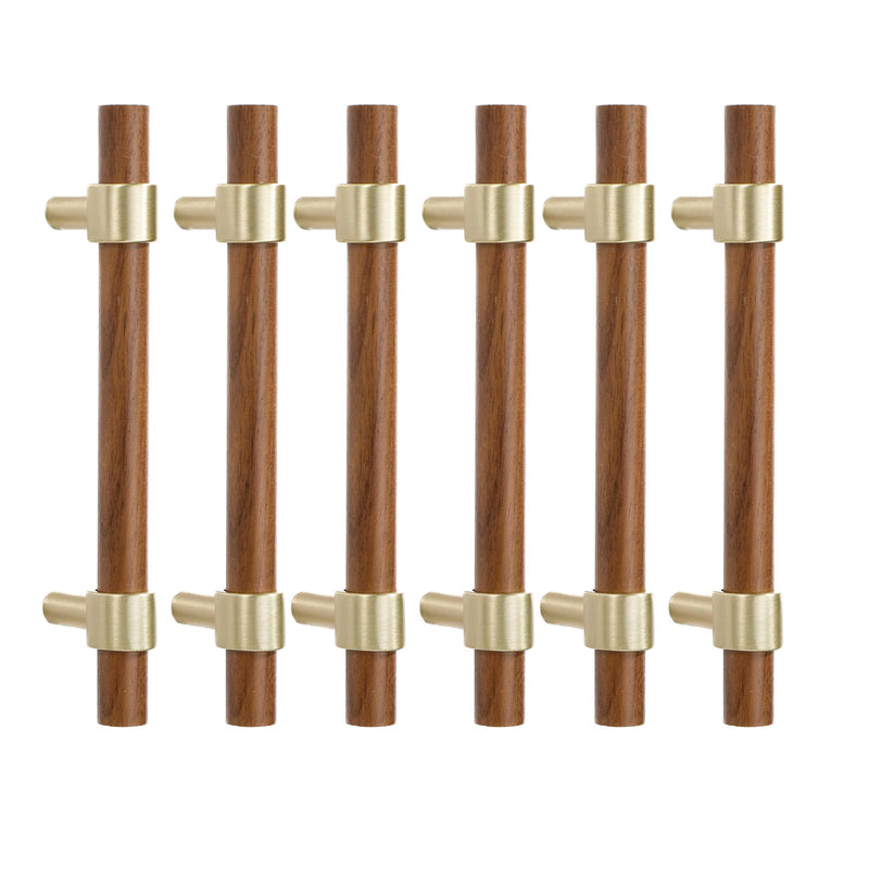 6 Pack Zinc Alloy Black Walnut Kitchen Pulls Cabinets Furniture Pull for Dresser Wardrobe Cupboard Drawer Knobs Pulls Handles 3.78 Inch (96 mm) Hole Center 6