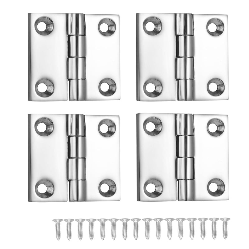 Heavy Duty Marine Boat Hatch Hinges 316 Stainless Steel, 2 x 2 Inch, Sturdy Deck Cabinet Door Hinges with Screws (Pack of 4)