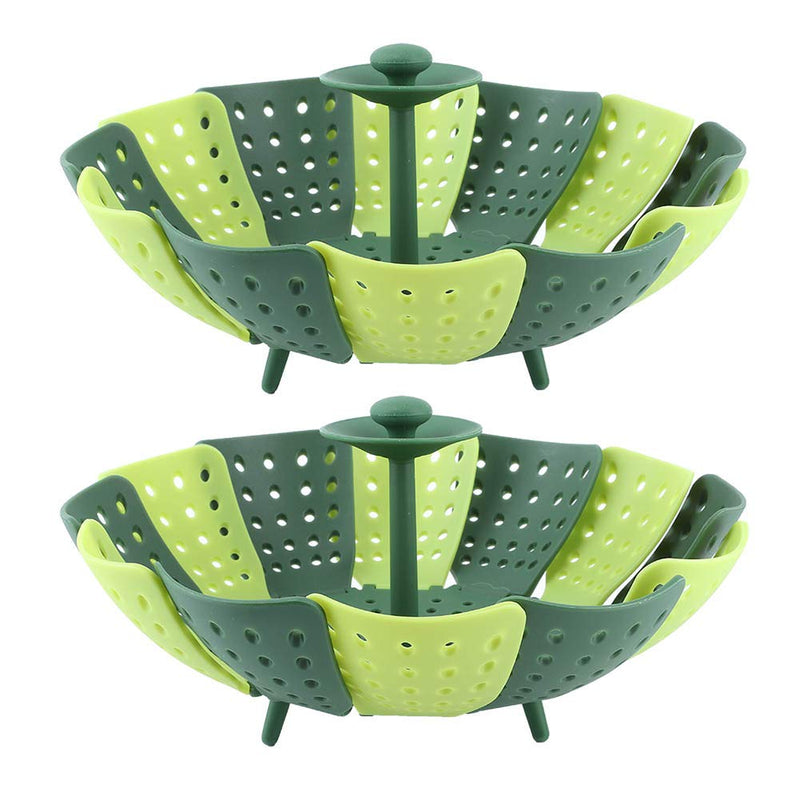 2Pcs Vegetable Steamer Basket, 150 ℃ High Temperature Resistant Folding Steaming Basket, Food Steaming Basket with Central Handle for Home Kitchen, Vegetable Fruit, Various Size Pot