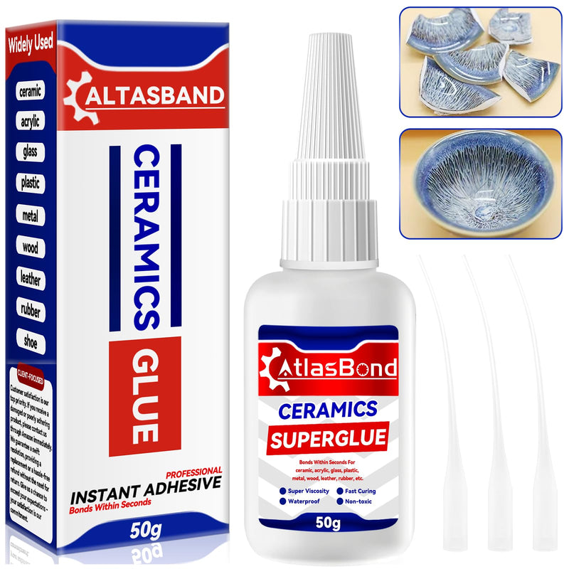 Ceramic Glue, Best Super Clear Glue for Porcelain, Pottery and China Repair, Food Safe Adhesive Kit for Mugs and Dishes, Also Effortlessly Bonds Wood, Glass, Plastic, Shoe, Crafts DIY and More Ceramic glue