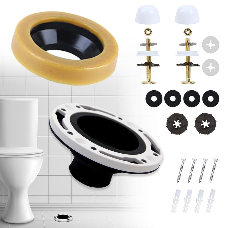 Toilet Flange Repair Kit, Flange Repair Kit for 4" and 5" or Special 3" Waste Line, for Toilet Flange Repair and Easy Installation Black
