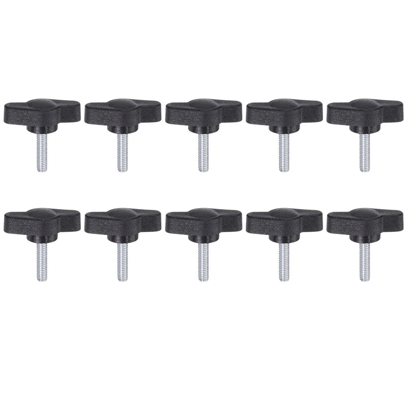 HARFINGTON 10pcs Tee Wing Knobs Thumb Screws M4 x 16mm Standard Male Thread Plastic T/Z Knobs Adjustable Handles Hand Clamping Knobs Grip Thumbscrew, Black