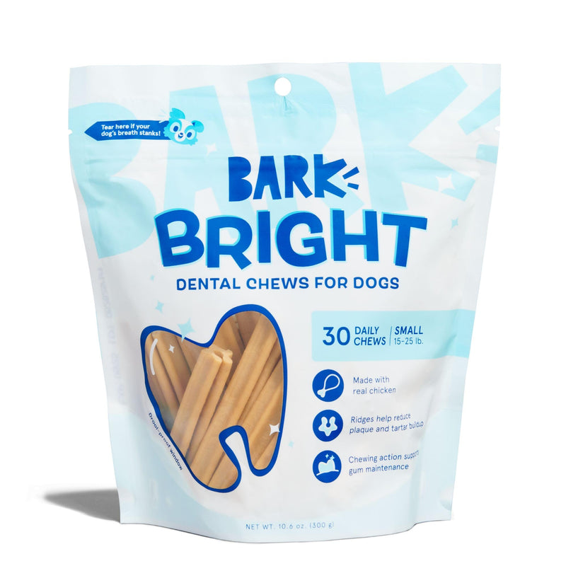 Bark Bright Original Dog Dental Chew Sticks (30 Chews) Plaque and Tartar Cleaning - Small Breeds - PawsPlanet Australia