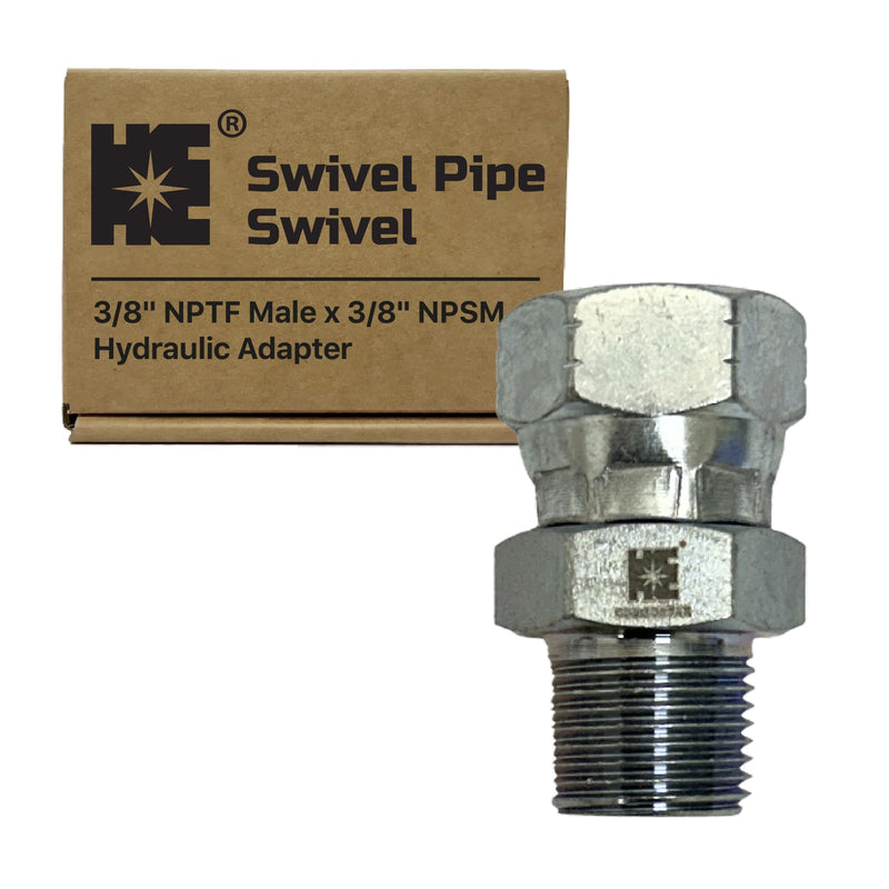 Cosmostar 3/8" NPTF Male x 3/8" NPSM Swivel Pipe Swivel, Hydraulic Adapter 1 3/8" x 3/8"