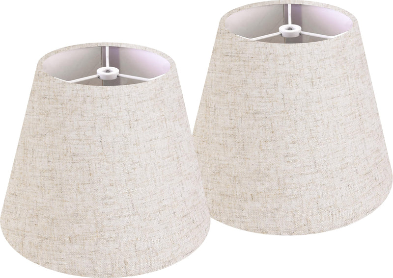 GOSO Set of 2 Small Beige Lamp Shades for Table Lamps,Wall Mount Natural Fabric Drum Lamp Shade-5 * 9 * 6.4inch(Spider) Rustic Lampshades Replacement No Assembly Required-Modern Bell Shade Small Drum-5*9*6.4 IN-2 pack Beige-oatmeal linen