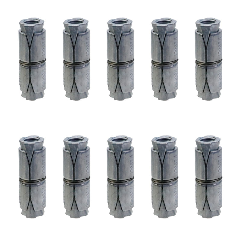 Woogim 10PCS 1/2×7/8" Hollow Double Expansion Shields Dual Expansion Machine Bolt Anchor Double Expansion Anchor for Masonry Concrete Brick or Block 1/2×7/8"