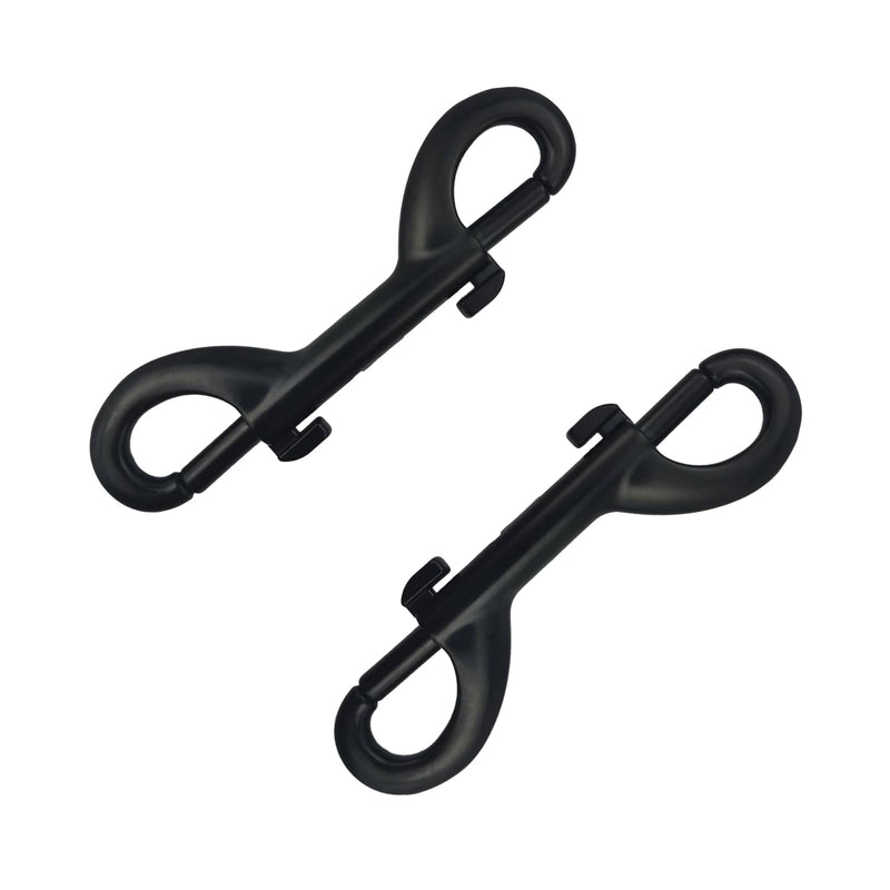 2Pcs 3.5-inch Double Ended Snap Hooks, Black Heavy Duty Double-Ended Bolt Snap Hook Double Sided Clip Zinc Alloy Metal Trigger Clip Snap Hook for Chain Latch Dog Leash Pet Feed Bucket, SATONBEYI 3.5inches-2P