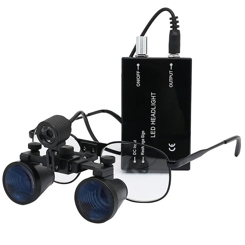 Ultra-lightweight Dental Loupes 2.5X 3.5X Dental Binocular Magnifier with 3W LED Headlight Rechargeable Lithium Battery (3.5X-420) 3.5X-420 - NewNest Australia