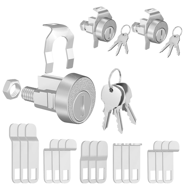 3 Pack Mailbox Locks with Keys Replacement, Mailbox Lock Replacement for L-1172C Mail Box Lock and Key, Nickel Finish 3 Pack Keys Different Silver