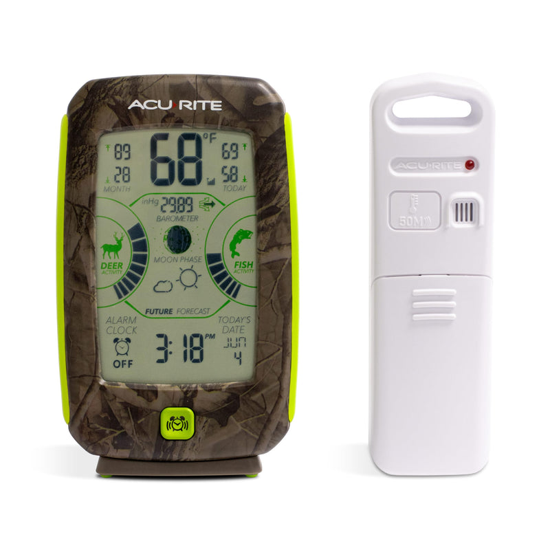 AcuRite Sportsman’s Weather Station with Hunting and Fishing Activity Meter (00249) Camo with Alarm Clock