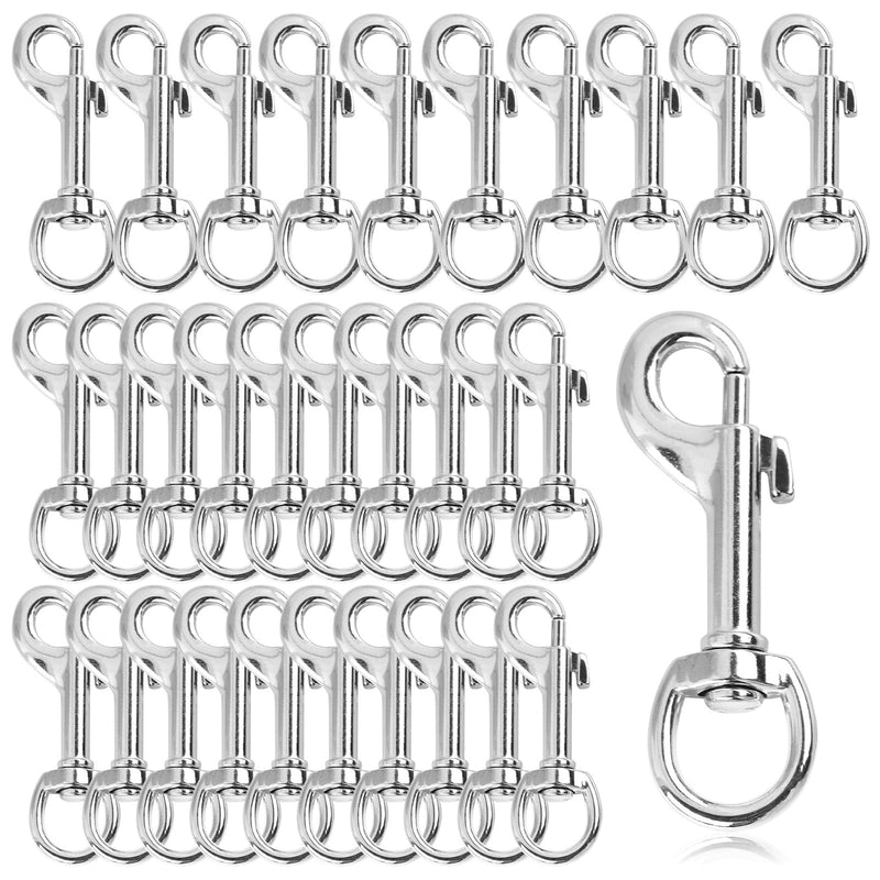 30 Pcs Swivel Snap Hooks for Dog Leash, Heavy Duty 2.75" Swivel Clip Clasp Single Ended Swivel Clip, Multipurpose Bolt Snap for Keychain Camera Strap Linking Pet Leash (Classic,0.57") Silver 2.75"