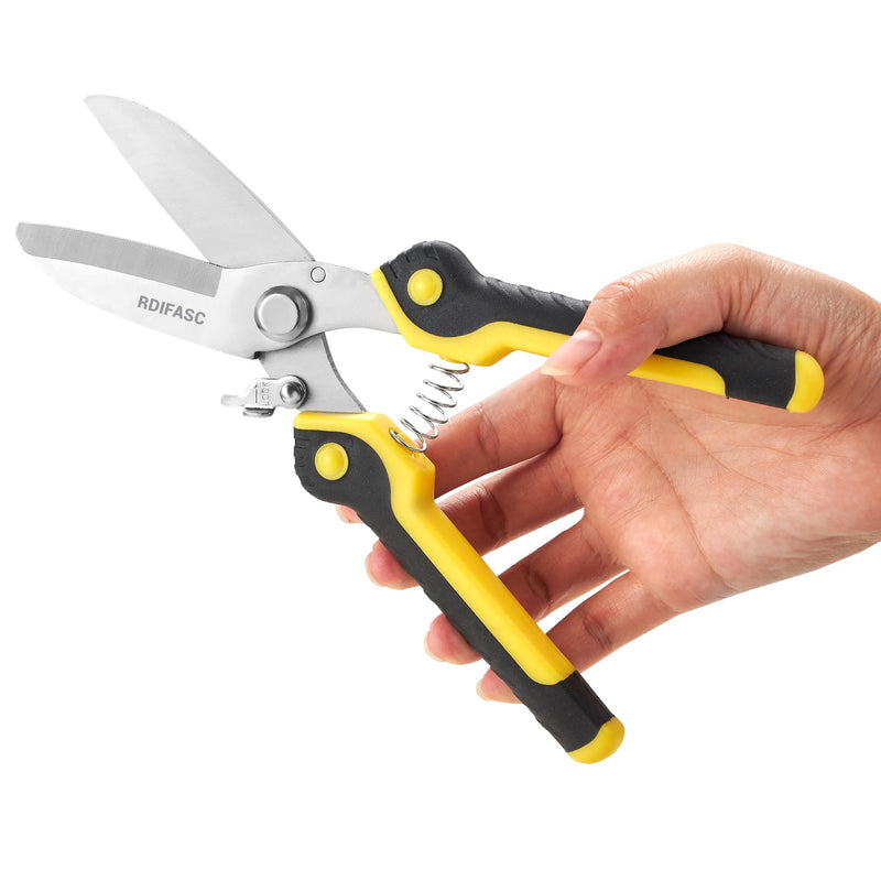 Heavy Duty Scissors Industrial, Tin Snips Heavy Duty,8 Inch Metal Shears,Multi-Purpose Metal Cutter with Comfort Grips,Metal Snips of Cable Wires,Thin Iron,Cardboard