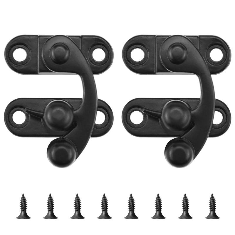 Small Hasp Latches Antique Black Clasp Latch Hook Lock for Jewelry Box Cabinet Toolbox, 2 Pack Right