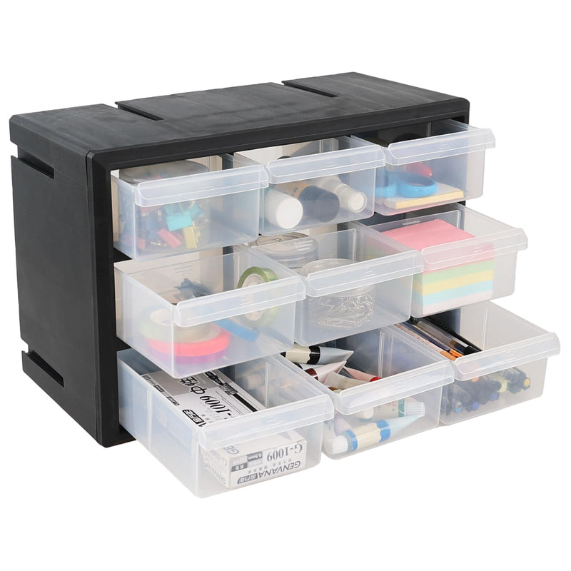 Obstnny 9 Drawer Plastic Parts Storage Hardware and Craft Cabinet, Drawer Parts Organizer, Black