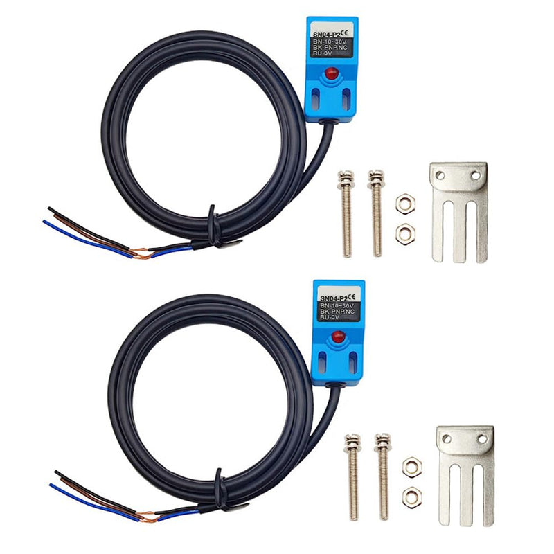 Inductive Proximity Sensor Normally Close SN04-P2 PNP NC Detection Approach Switch with SN Bracket (Blue, 2 Pack)