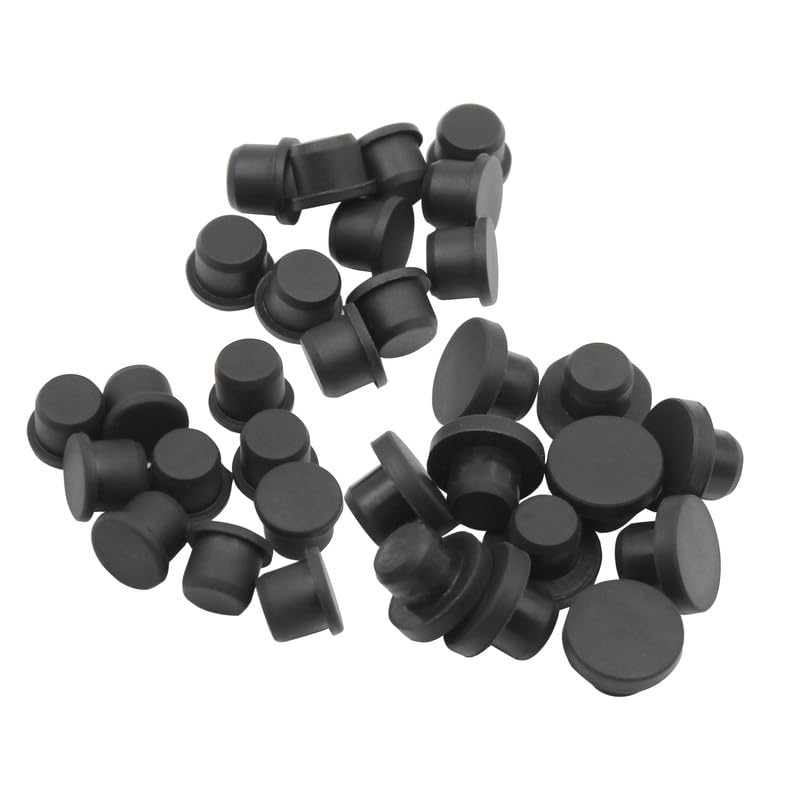 Silicone Plugs 1/2 in T-Shaped Soft Flexible Rubber Stopper Waterproof Seal Button Plug for 12.5-13.5 mm/0.49-0.53 in Hole, Black, 32 Pcs 12.5-13.5mm(0.49-0.53")