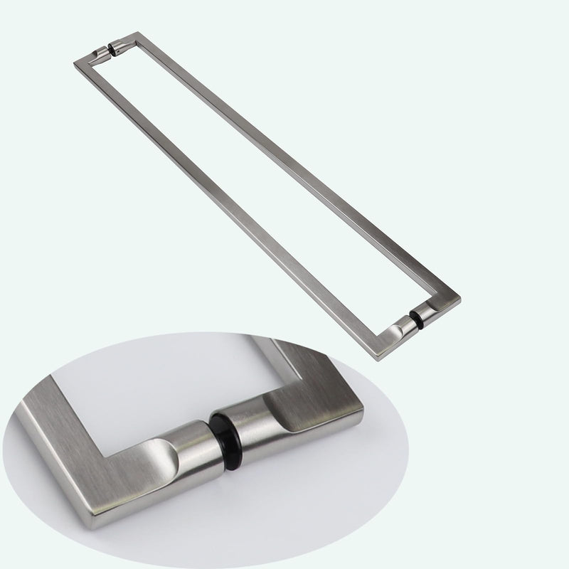 24" Stainless Steel Double-Sided Push-Pull Door Handle,Sliding Barn Door Handle for Wood Door or Glass Door, Easy Install（Brushed Stainless） Brushed Silver