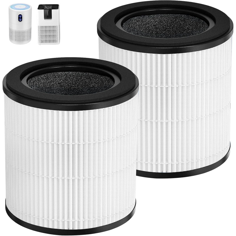 B-D02L Replacement Filter for MOOKA VEWIOR KOIOS Air Purifier, 2 Pack White (black cover plate) 5.5" x 5.9" x 5.5" - 2 Pack
