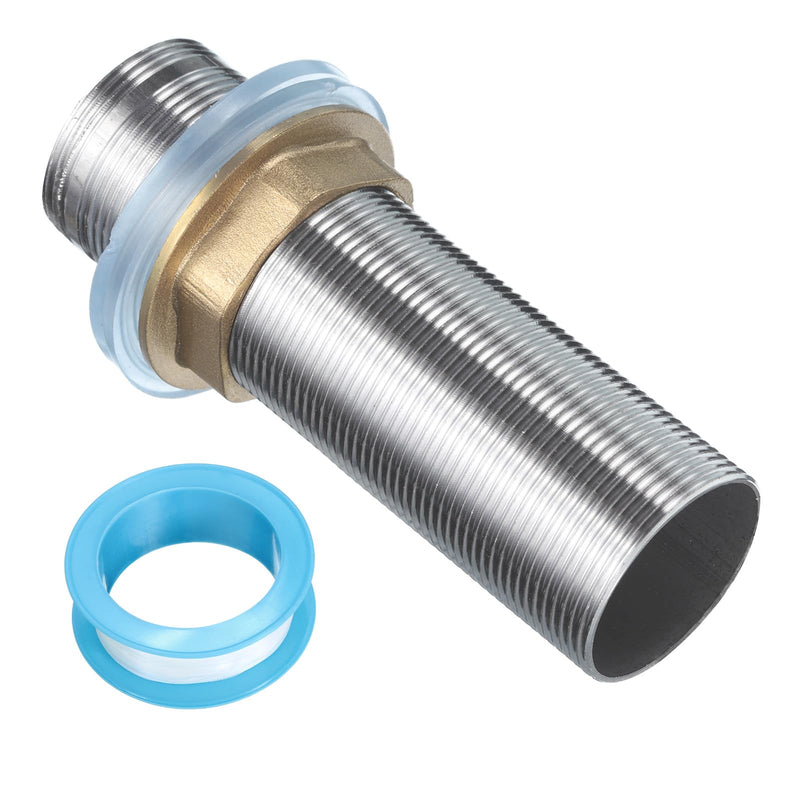 uxcell 4" Faucet Mount Extension Shank Stainless Steel Threaded Pipe Lengthen Mounting Shank Lengthen Fixed High Foot with Nut and Gasket 1PCS 4 Inch