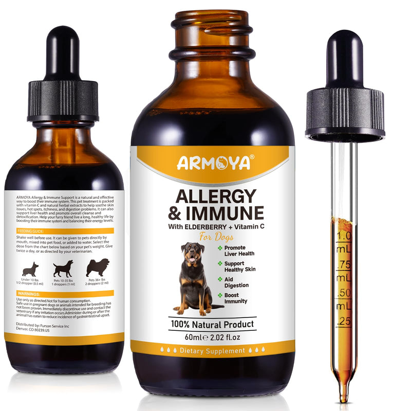 Allergy Relief Drops for Dogs - Allergy and Immune - Immune Support Supplement - Dog Supplement - Natural Pet Supplement for Dog Allergy Relief with Turmeric & Milk Thistle - PawsPlanet Australia