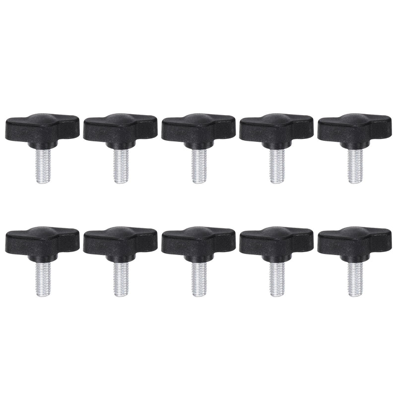 HARFINGTON 10pcs Tee Wing Knobs Thumb Screws M6 x 16mm Male Thread 27mm Plastic Head T Knobs Adjustable Handles Hand Clamping Knobs Grip Thumbscrew, Black