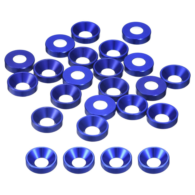 uxcell 20 Pcs M6 Finishing Countersunk Washers, Aluminum Alloy Screw Gaskets, Cup Head Washer Gasket for Mechanical Accessories Parts, Dark Blue