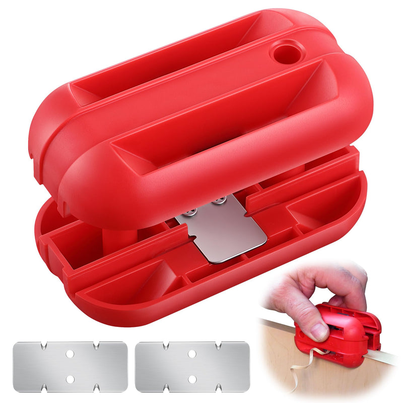 Feekoon Edge Banding Trimmer, Hand Planer Edge Quad Trimmer with Tungsten Carbide Blades, Laminate Veneer Edge Trimmer, PVC Plywood Wood Manual Banding Trimming Woodworking Deburring Tool, Red