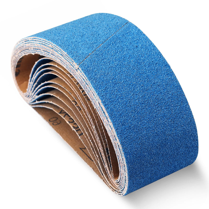 3x21 Inch Sanding Belts, 10 Pack (40, 60, 80, 120, 240 Grit), Zirconia Belt Sander Paper for Metal, Wood, and Plastic 3x21 Inch-10 Pcs