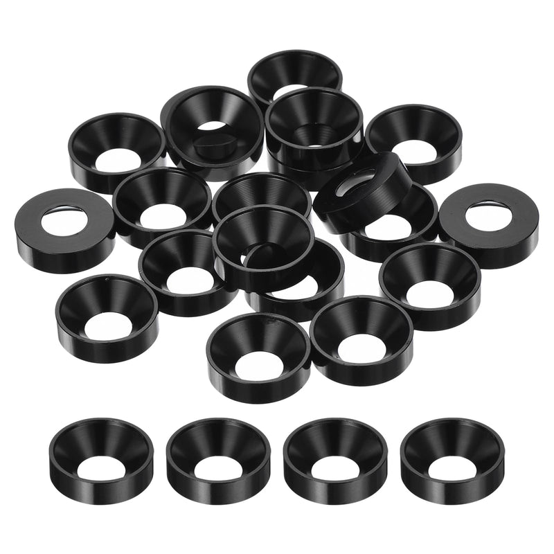 uxcell 20 Pcs M8 Finishing Countersunk Washers, Aluminum Alloy Screw Gaskets, Cup Head Washer Gasket for Mechanical Accessories Parts, Black