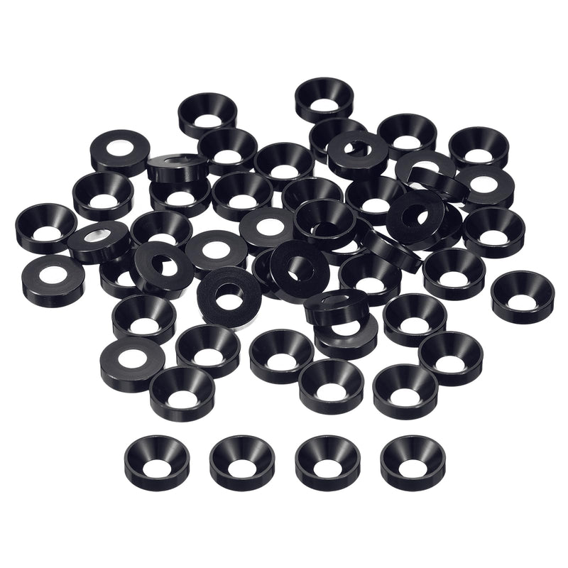 uxcell 50 Pcs M5 Finishing Countersunk Washers, Aluminum Alloy Screw Gaskets, Cup Head Washer Gasket for Mechanical Accessories Parts, Black