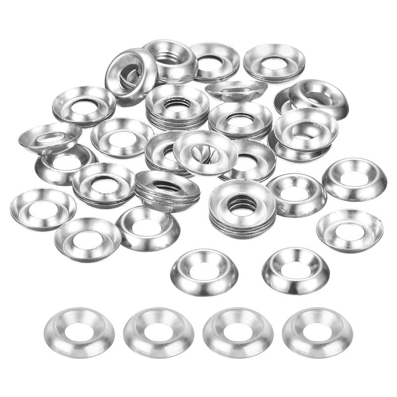 uxcell 100Pcs Countersunk Finish Washers, #8 Nickel-Plated Steel Countersunk Washers Gaskets for Screws Bolts, Silver 100