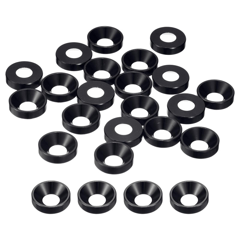 uxcell 40 Pcs M6 Finishing Countersunk Washers, Aluminum Alloy Screw Gaskets, Cup Head Washer Gasket for Mechanical Accessories Parts, Black