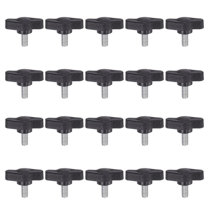 HARFINGTON 20pcs Tee Wing Knobs Thumb Screws M5 x 10mm Standard Male Thread Plastic T Knobs Handles Hand Clamping Knobs Grip Thumbscrew, Black
